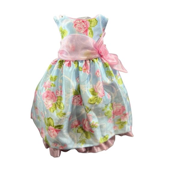 Bonnie Baby Size 12 Months Formal Dress Blue Pink Floral Taffeta Sleeveless Poof - Picture 1 of 12